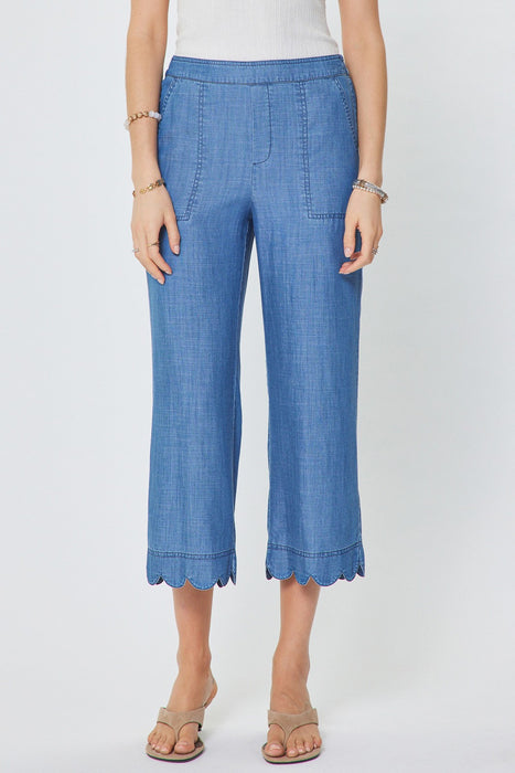 Scalloped Hem Cropped Top & Pant Set
