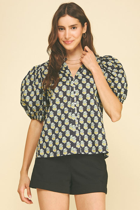 Floral Print V-Neck Top