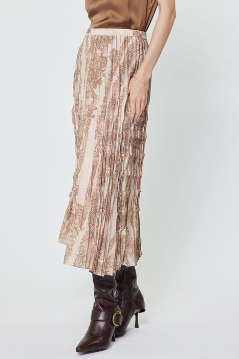 Floral Print Pleated Midi Skirt