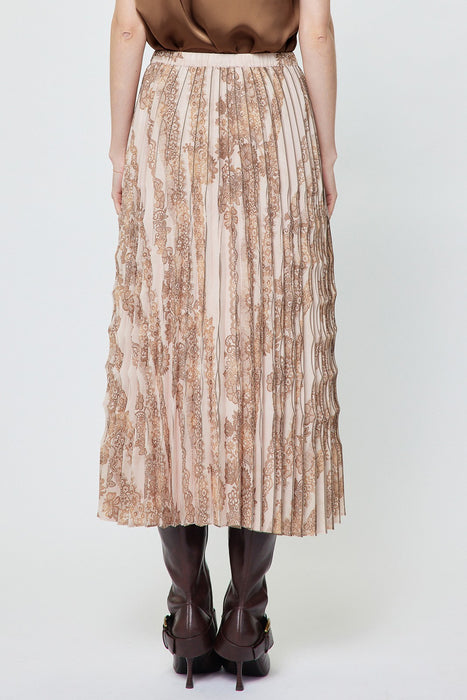 Floral Print Pleated Midi Skirt