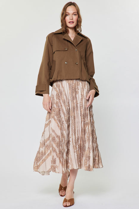 Floral Print Pleated Midi Skirt
