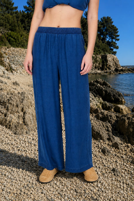 Elastic High Waist Wide Leg Pant