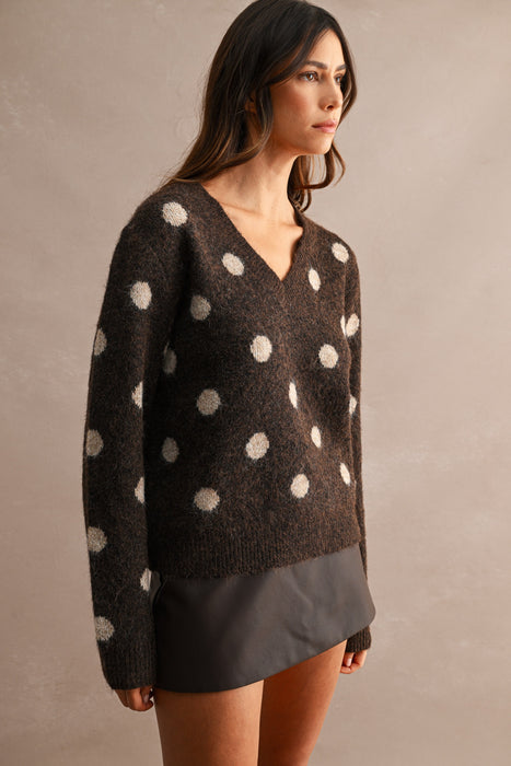 Polka Dot V-Neck Sweater