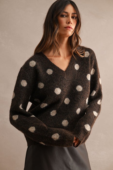 Polka Dot V-Neck Sweater