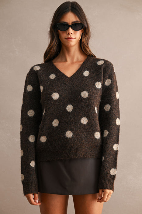 Polka Dot V-Neck Sweater