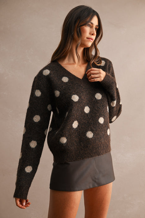Polka Dot V-Neck Sweater