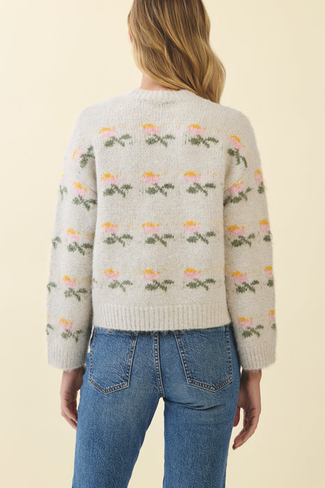 Floral Patterned Knit Sweater