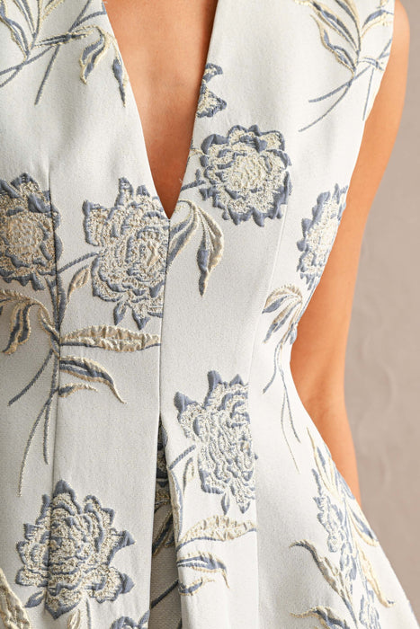 Gold Jacquard Flare Dress