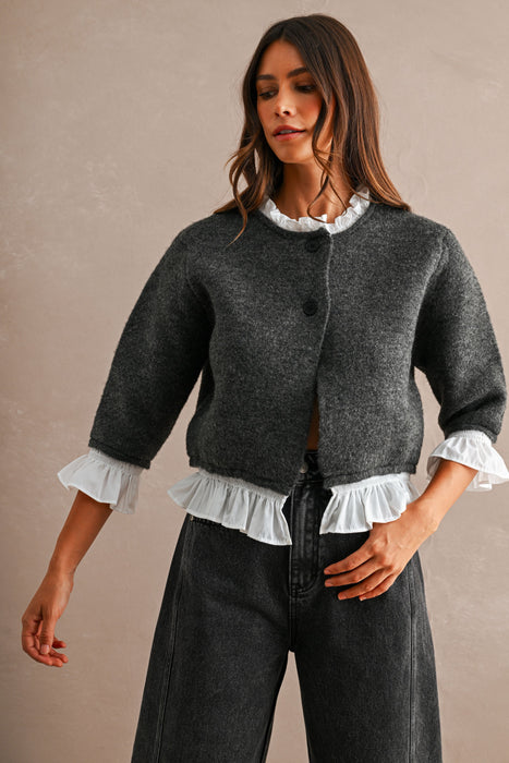 Poplin Knitted Cardigan Top