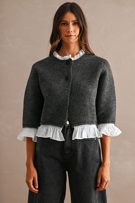 Poplin Knitted Cardigan Top
