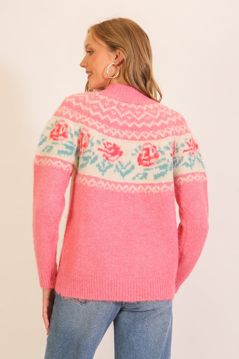Mixed Rose Pattern Sweater