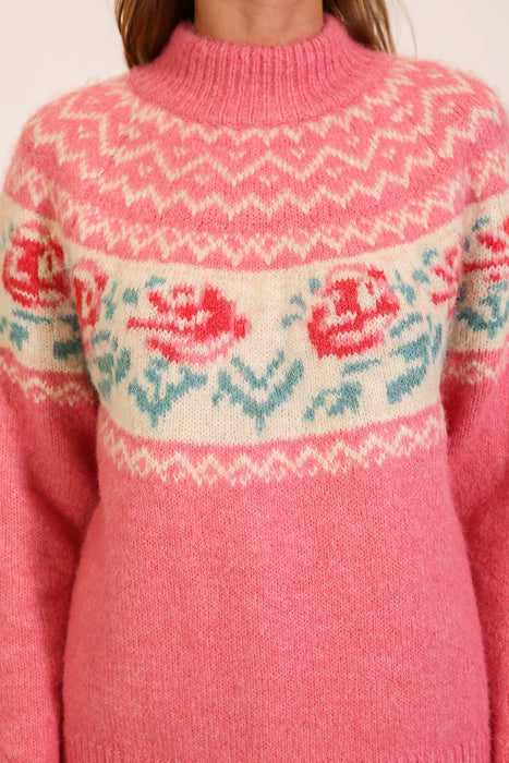 Mixed Rose Pattern Sweater