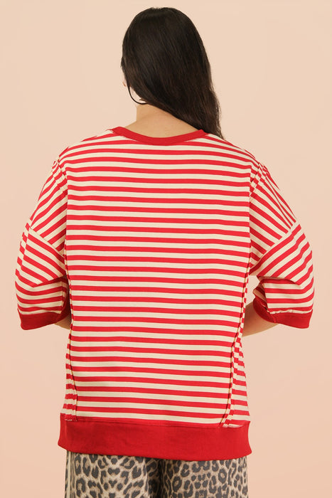 Striped Short Sleeve Sweatshirt