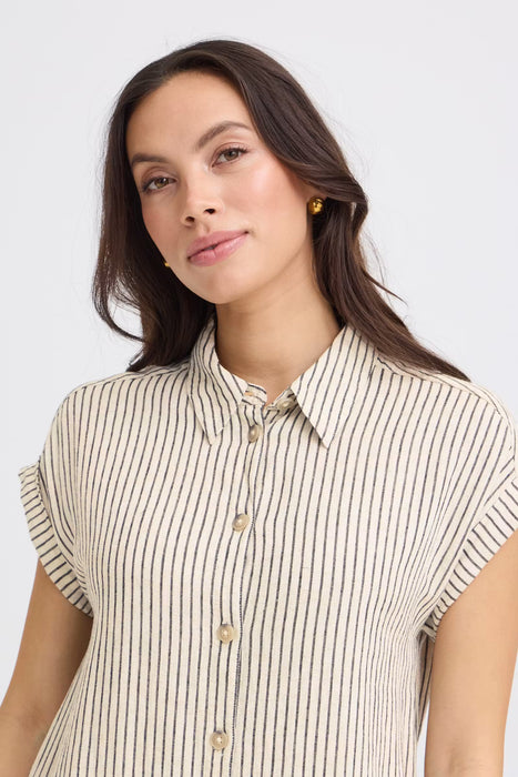 Linen Striped Shirt Dress