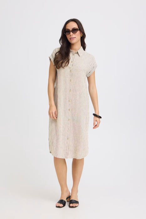 Linen Striped Shirt Dress
