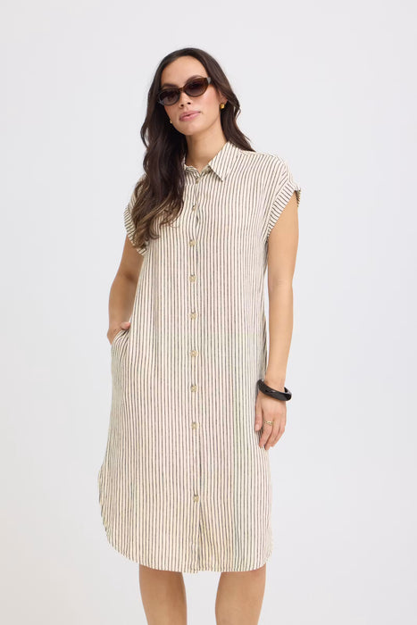 Linen Striped Shirt Dress