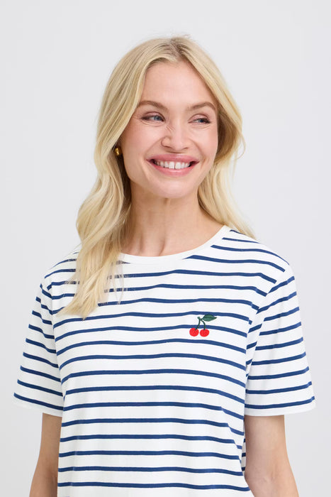 Striped Tshirt Cherry Accent