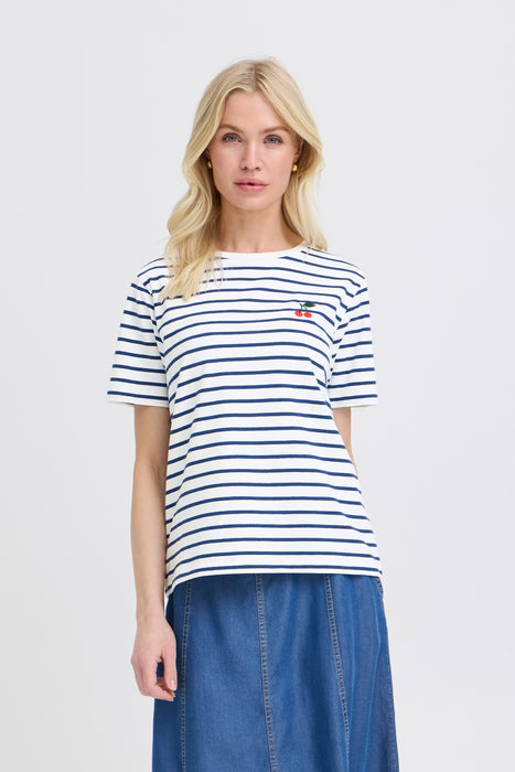 Striped Tshirt Cherry Accent