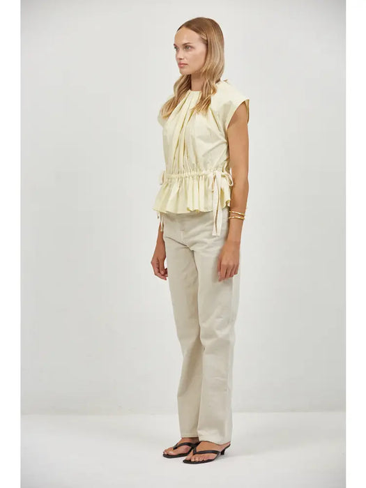 Sleeveless Top with Side/Back Cream Ties