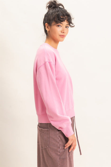 Acid Wash Crew Neck Sweatshirt