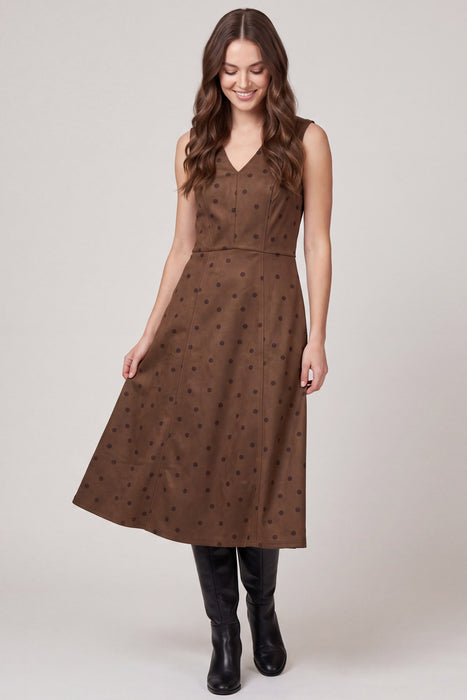 Polka Dot Suede Midi Dress