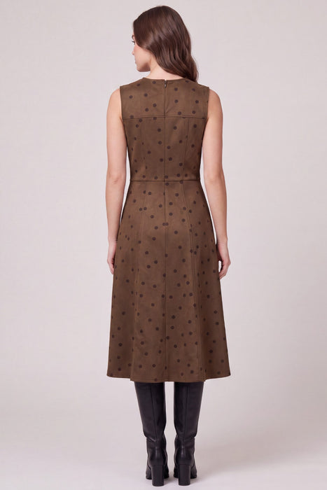 Polka Dot Suede Midi Dress