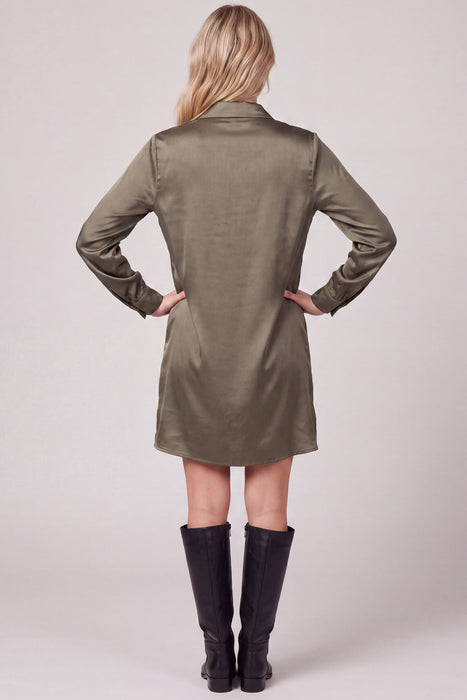 Satin Button Down Shirt Mini Dress