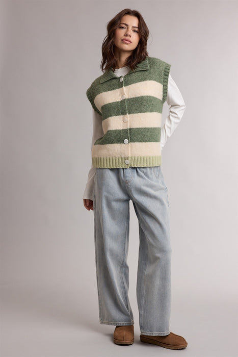 Striped Collared Sweater Vest