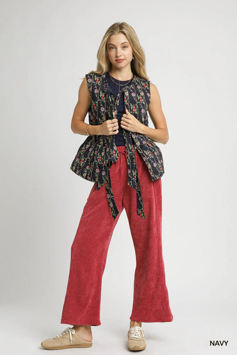 Floral Print Quilted Vest