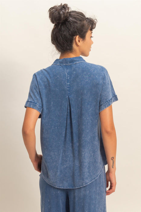 Button Down Short Sleeve Top