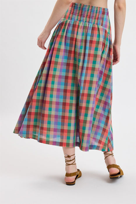 A-Line Plaid Midi Skirt