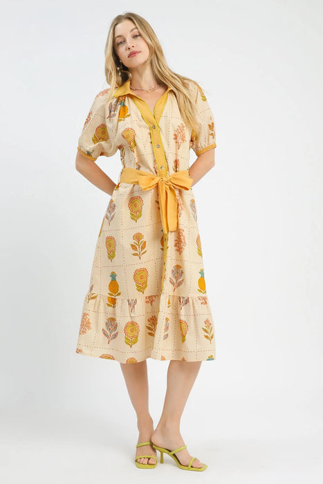 Floral Collared Midi Dress