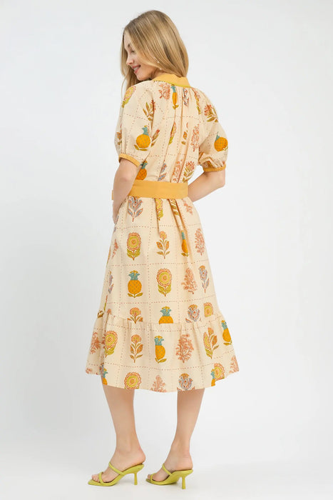 Floral Collared Midi Dress