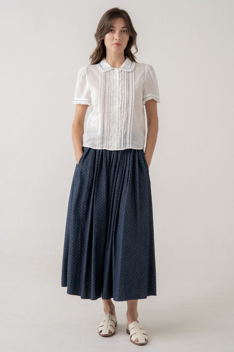 Lace Trim Button Up Top