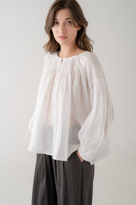 Peasant Blouse with Ruffle Sleeve