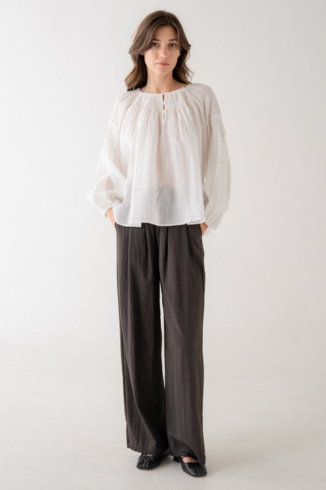 Peasant Blouse with Ruffle Sleeve
