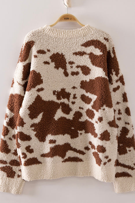 Cow Print Soft Sweater