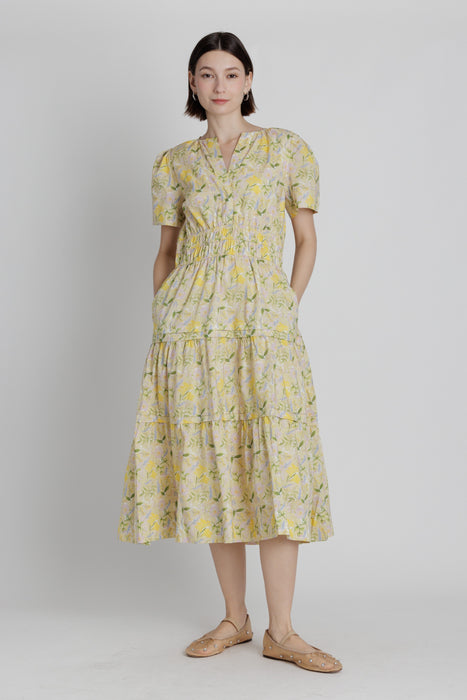 Floral Pintuck Midi Dress