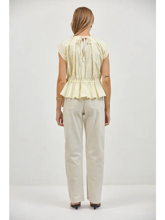 Sleeveless Top with Side/Back Cream Ties