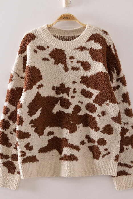 Cow Print Soft Sweater