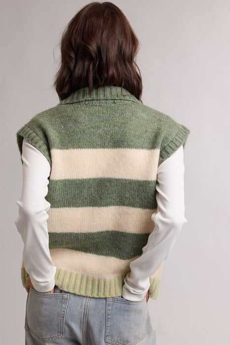 Striped Collared Sweater Vest