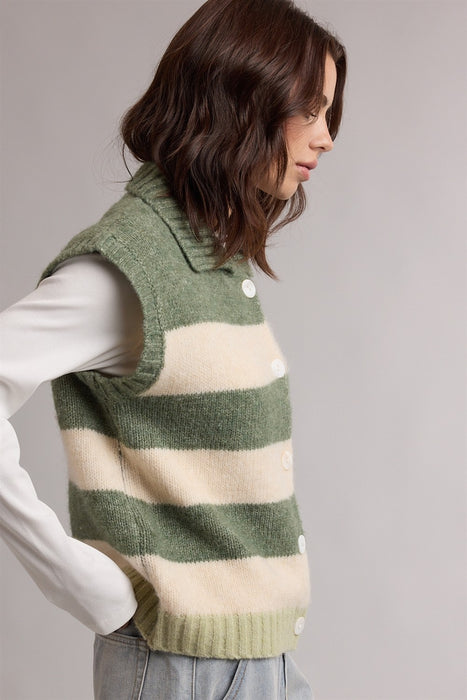Striped Collared Sweater Vest