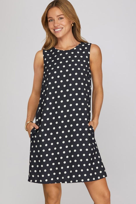 Sleeveless Polka Dot Mini Dress