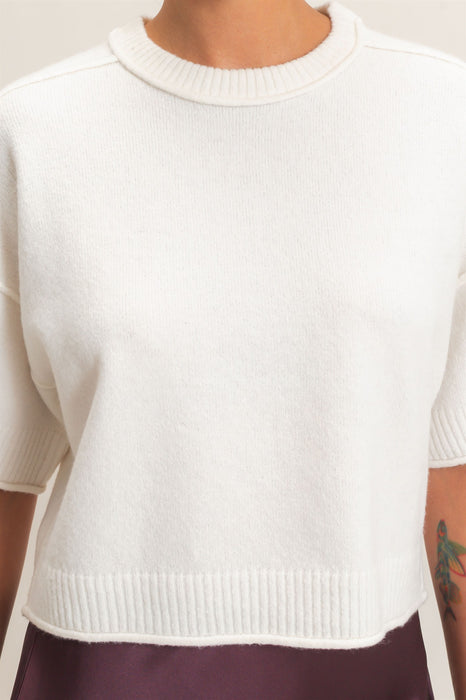 Cropped Crew Neck Sweater