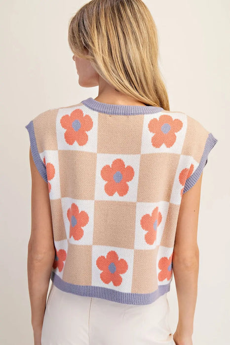 Mixed Check Print Sweater Vest