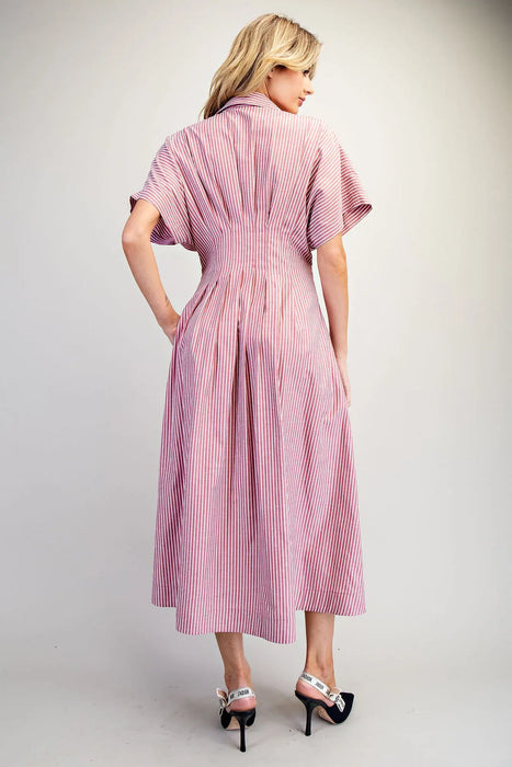 Striped Pleated Maxi Dress