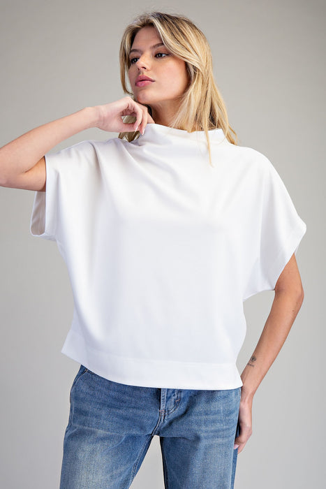 Mock Neck Short Sleeve Top
