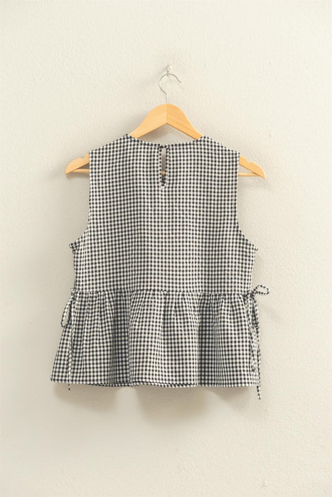 Seersucker Check Sleeveless Top