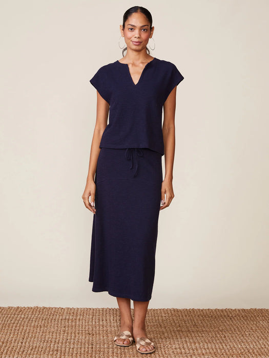 Textured Knit Flare Midi Skirt
