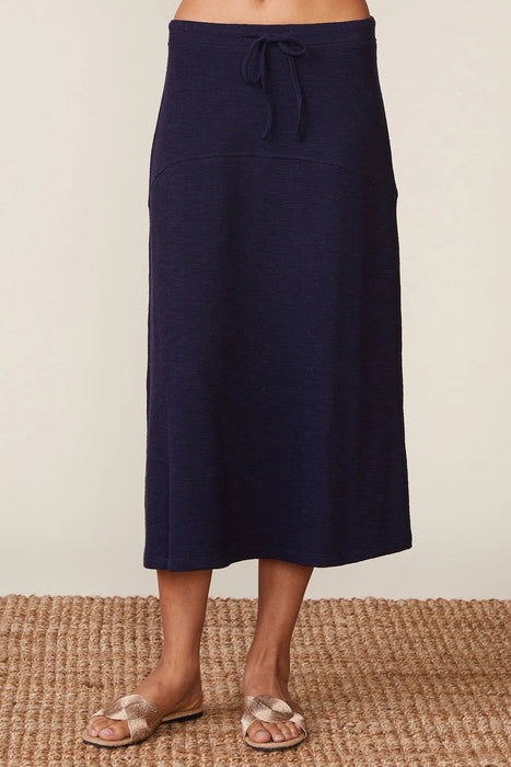 Textured Knit Flare Midi Skirt
